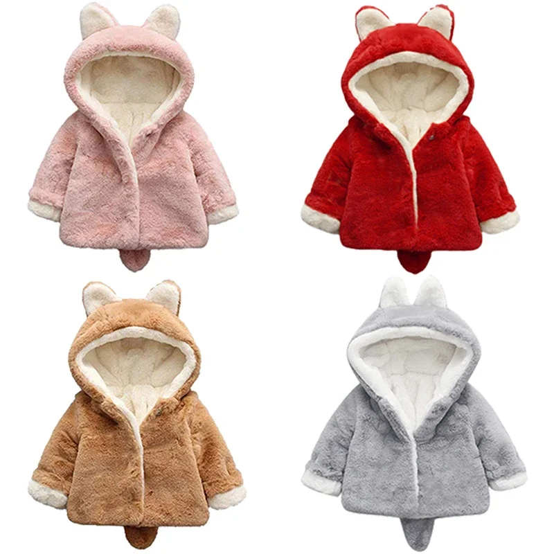 Winter Clothing Toddler Girl - Милая плюшевая Детская куртка с кошачьими
